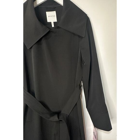 Avec Les Filles Black Trench Coat Belted Drape Front Size Large NWT Stylish - Picture 9 of 16